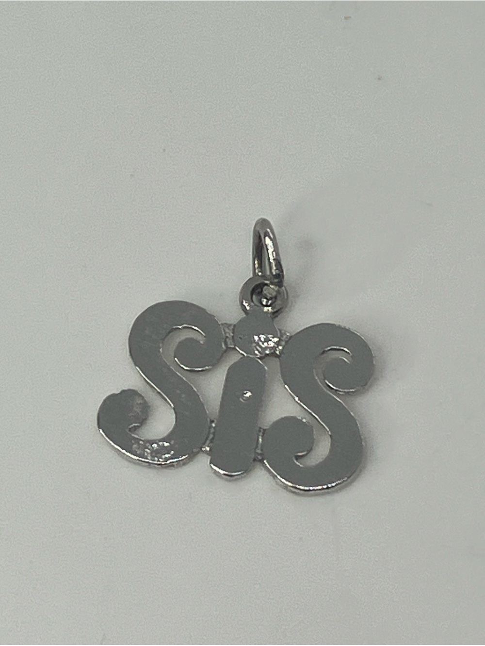 Vtg Sterling Silver Sis Sister Script Word 925 Charm